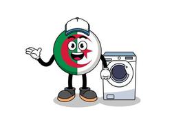 ilustración de la bandera de argelia como un hombre de lavandería vector