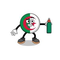 algeria flag illustration cartoon holding mosquito repellent vector