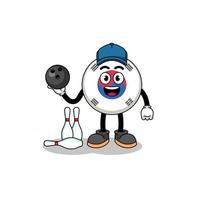 Mascot of south korea flag as a bowling player vector