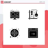 Pictogram Set of 4 Simple Solid Glyphs of flask mix sample tube test round Editable Vector Design Elements