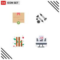 Editable Vector Line Pack of 4 Simple Flat Icons of approve work package building nature Editable Vector Design Elements