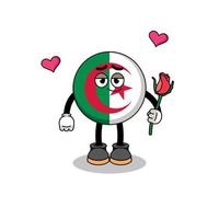 algeria flag mascot falling in love vector