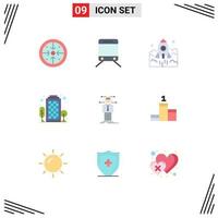 Modern Set of 9 Flat Colors and symbols such as living area city launch building entrepreneur Editable Vector Design Elements