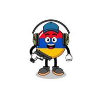 Character mascot of armenia flag doing shooting range vector