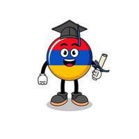 mascota de la bandera de armenia con pose de graduación vector