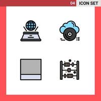 4 Creative Icons Modern Signs and Symbols of world grid presentation archive abacus toy Editable Vector Design Elements