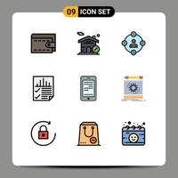 Universal Icon Symbols Group of 9 Modern Filledline Flat Colors of education seo distractions report document Editable Vector Design Elements