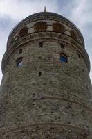 Galata Tower, the symbol of Istanbul. Stone historical building built by Genoese. photo