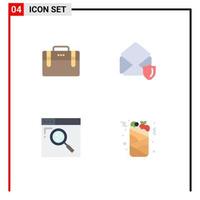 Flat Icon Pack of 4 Universal Symbols of bag internet motivation open web Editable Vector Design Elements