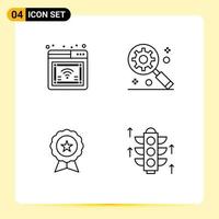 conjunto de 4 iconos de interfaz de usuario modernos signos de símbolos para finanzas de internet wifi marketing de internet elementos de diseño vectorial editables confiables vector