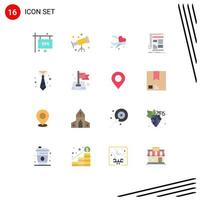 Mobile Interface Flat Color Set of 16 Pictograms of suit paper airplane media newsletter Editable Pack of Creative Vector Design Elements