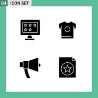 Set of Commercial Solid Glyphs pack for business announcement star sport megaphone Editable Vector Design Elements