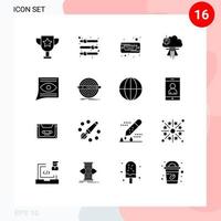 16 Thematic Vector Solid Glyphs and Editable Symbols of communication special drive nuclear bomb Editable Vector Design Elements