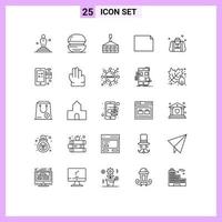 Set of 25 Modern UI Icons Symbols Signs for dad landscape meal file crane Editable Vector Design Elements