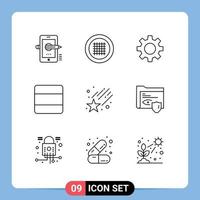 Modern Set of 9 Outlines and symbols such as space vertical streamline stack grid Editable Vector Design Elements