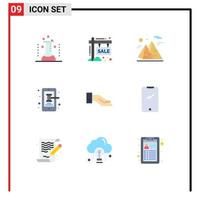 Set of 9 Modern UI Icons Symbols Signs for smartphone mobile sign travel nature Editable Vector Design Elements