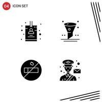 Editable Vector Line Pack of 4 Simple Solid Glyphs of badge avatar browser ui man Editable Vector Design Elements