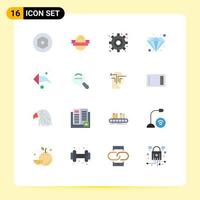 16 Universal Flat Colors Set for Web and Mobile Applications search direction gear left value Editable Pack of Creative Vector Design Elements