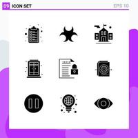 Modern Set of 9 Solid Glyphs and symbols such as paper file flag document window Editable Vector Design Elements