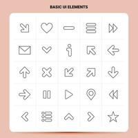 OutLine 25 Basic Ui Elements Icon set Vector Line Style Design Black Icons Set Linear pictogram pack Web and Mobile Business ideas design Vector Illustration