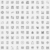 conjunto de 100 iconos universales modernos de líneas finas para móviles y web mezclan iconos de negocios como flechas avatares emoticonos tiempo de negocios vector