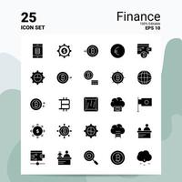 25 Finance Icon Set 100 Editable EPS 10 Files Business Logo Concept Ideas Solid Glyph icon design vector