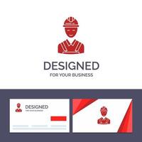 Creative Business Card and Logo template Worker Building Carpenter Construction Repair Vector Illustration