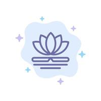 Flower Spa Massage Chinese Blue Icon on Abstract Cloud Background vector