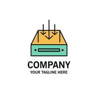 Inbox Mail Box Container Delivery Parcel Business Logo Template Flat Color vector