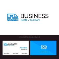 Station Subway Train Transportation Blue Business logo and Business Card Template Front and Back Design vector