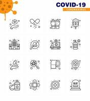 16 Line viral Virus corona icon pack such as clinic health care hand health care recovery viral coronavirus 2019nov disease Vector Design Elements