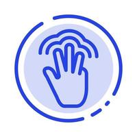 Fingers Gestures Hand Interface Multiple Touch Blue Dotted Line Line Icon vector