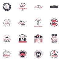 Happy fathers day 16 Black and Pink Typography Fathers day background design Fathers day greeting card Editable Vector Design Elements