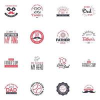 Set of fathers day 16 Black and Pink design elements Editable Vector Design Elements