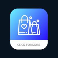 Handbag Love Heart Wedding Mobile App Button Android and IOS Line Version vector