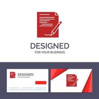 Creative Business Card and Logo template Agreement Paper Document Note Report Vector Illustration