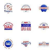 Happy fathers day 9 Blue and red vintage retro type font Illustrator eps10 Editable Vector Design Elements