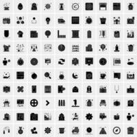 conjunto de 100 iconos de glifos sólidos de negocios vector