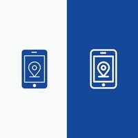 Mobile Internet Location Line and Glyph Solid icon Blue banner Line and Glyph Solid icon Blue banner vector