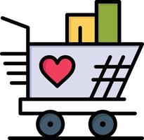 Trolley Love Wedding Heart  Flat Color Icon Vector icon banner Template