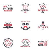 Happy fathers day 9 Black and Pink Typography set Vector typography Vintage lettering for greeting cards banners tshirt design You are the best dad Editable Vector Design Elements