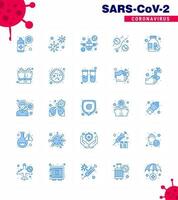 25 paquete de iconos de corona de virus viral azul, como virus, microbios, virus, gérmenes, advertencia, coronavirus viral 2019nov, elementos de diseño de vectores de enfermedades