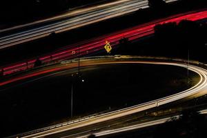 Light trails long exposure freeway Oakland California photo