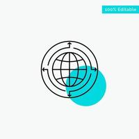 Globe Business Communication Connection Global World turquoise highlight circle point Vector icon