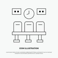 Seats Train Transportation Clock Line Icon Vector