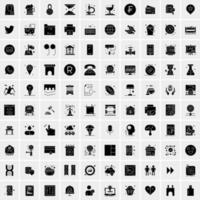 Set of 100 Universal Solid Icons vector