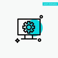 Computer Hardware Setting Gear turquoise highlight circle point Vector icon
