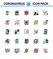 corona virus prevention covid19 tips to avoid injury 25 Flat Color Filled Line icon for presentation medical transport bacteria hospital ambulance viral coronavirus 2019nov disease Vector Design