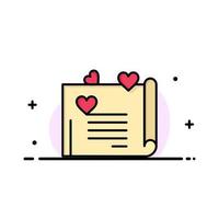 carta de amor tarjeta de boda propuesta de pareja amor negocio línea plana icono lleno vector plantilla de banner