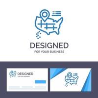Creative Business Card and Logo template Location Map American Vector Illustration